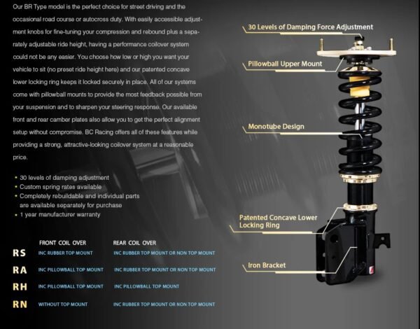 Kit de amortiguadores roscados BC-Racing para Subaru Impreza - Imagen 3